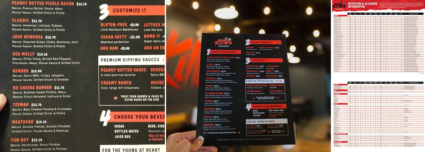 Killer Burger (Hayden, ID) Menu