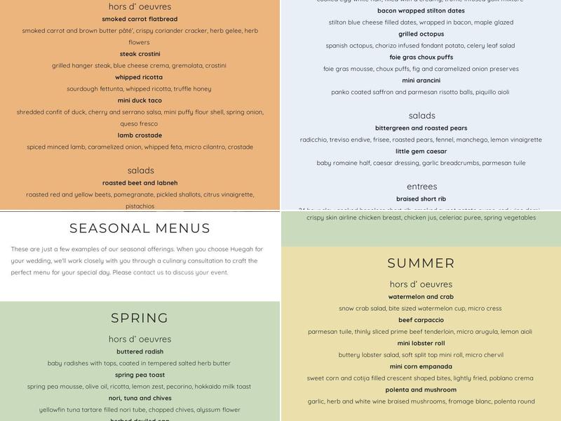 Huegah Catering Co. Menu