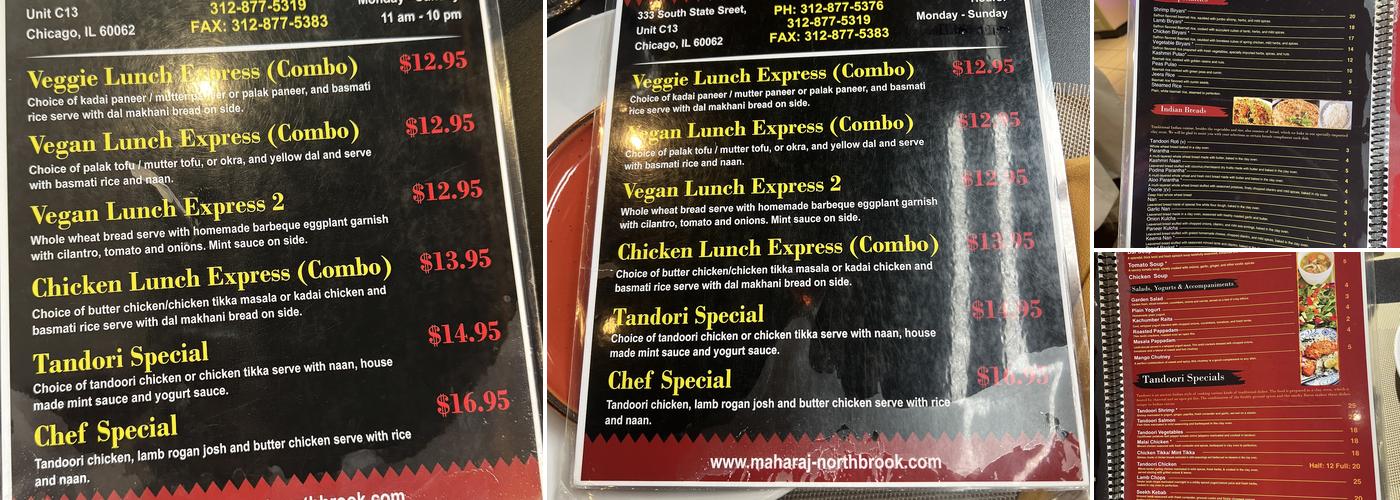 Maharaj Indian Grill Menu