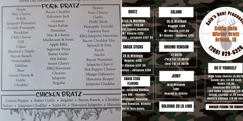 Mister Bratz Menu