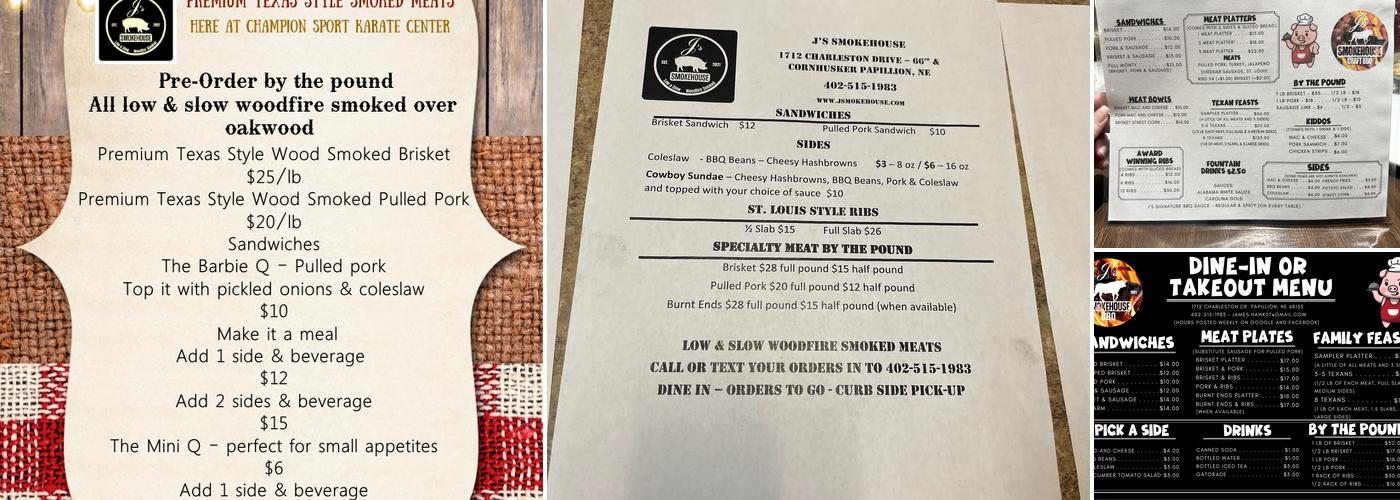 J's Smokehouse BBQ - Papillion Menu