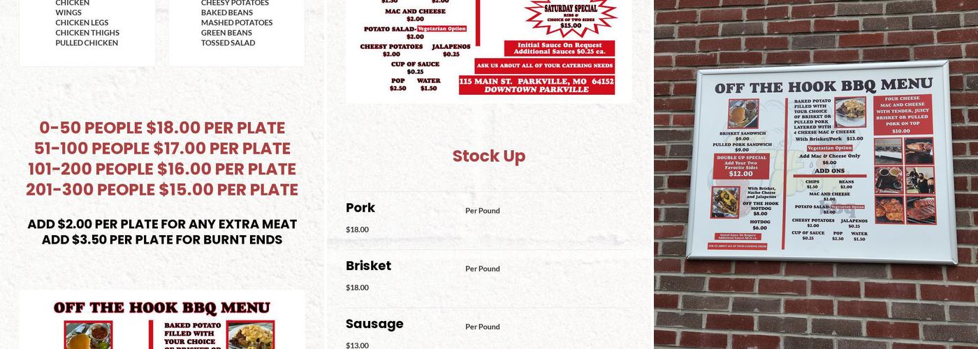 Off The Hook BBQ Menu