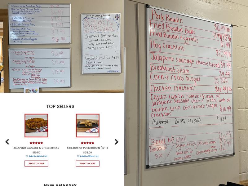 Bourque's Specialties Menu