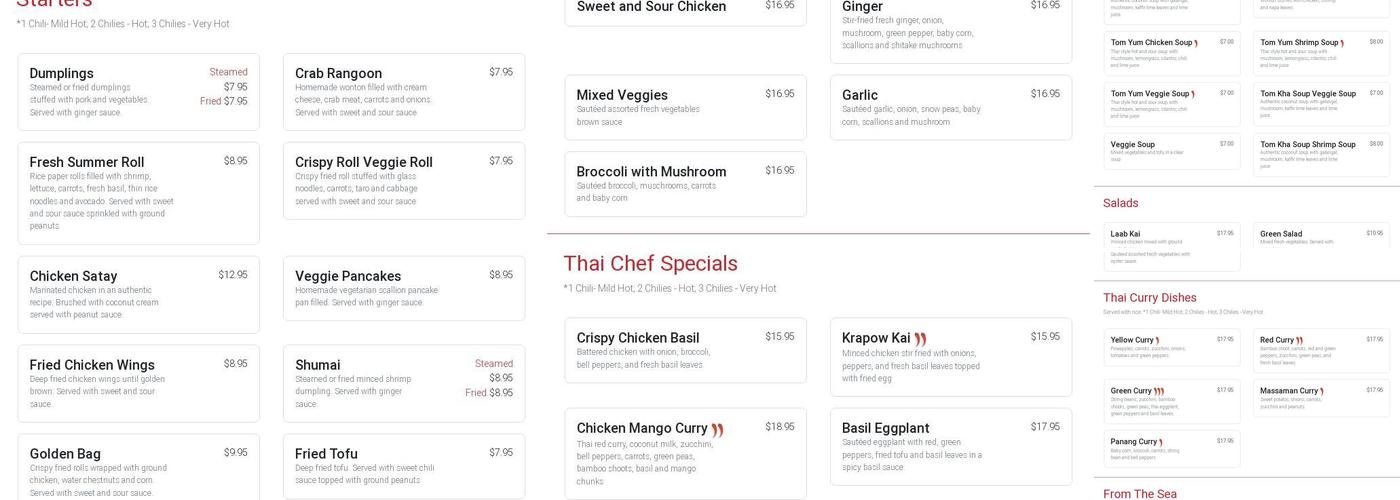 Thai Kitchen Menu