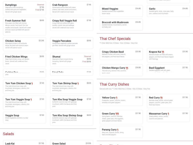 Thai Kitchen Menu
