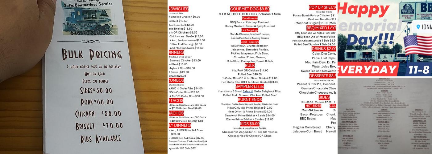 Papa & Ooma's BBQ and CATERING Menu