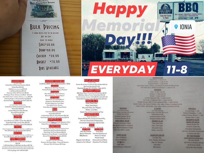 Papa & Ooma's BBQ and CATERING Menu