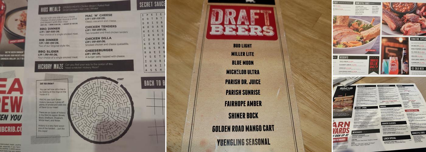 RibCrib Menu