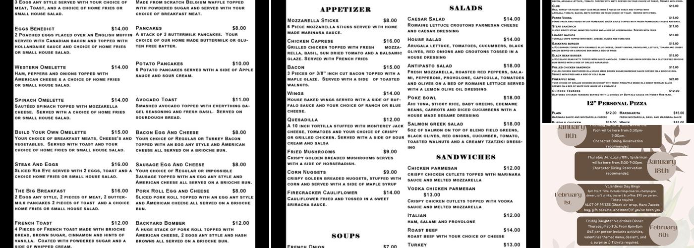 Elli’s Backyard Menu