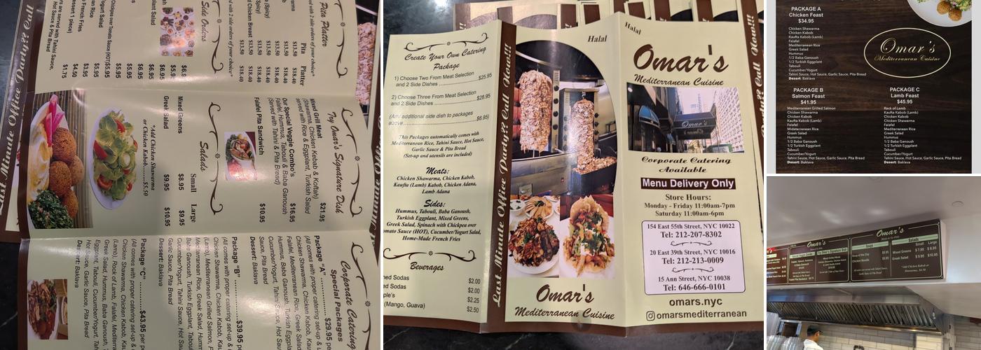 Omars Mediterranean Cuisine Menu