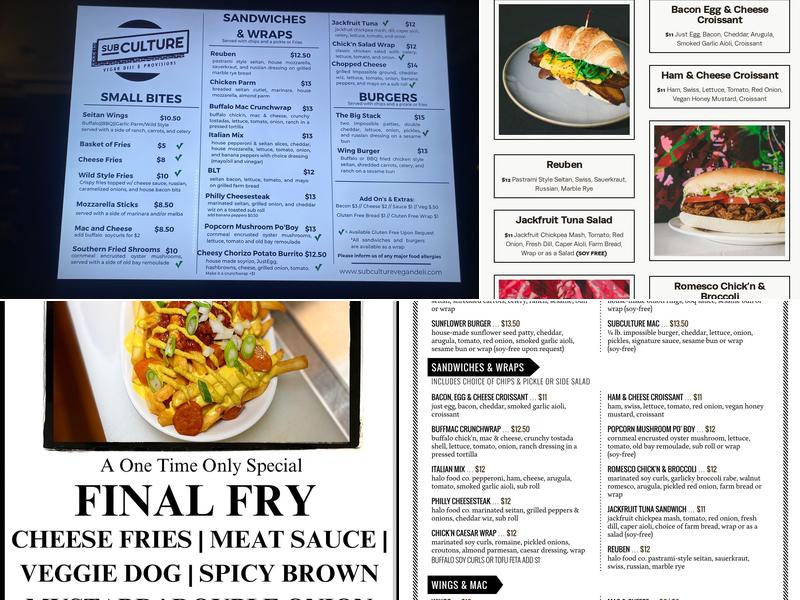 Subculture Menu