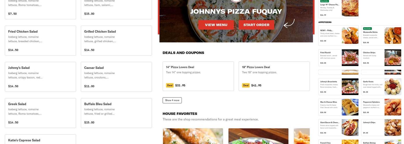Johnnys Pizza Fuquay Menu