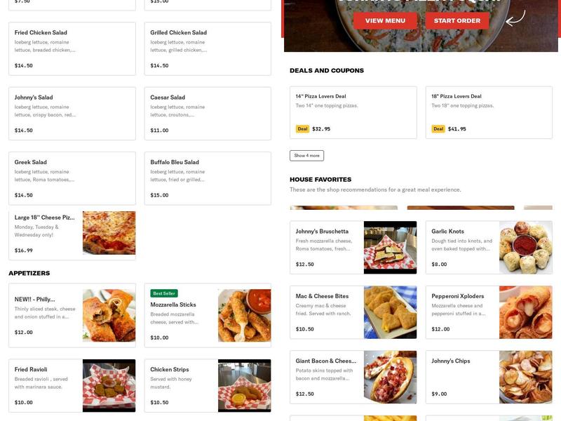 Johnnys Pizza Fuquay Menu