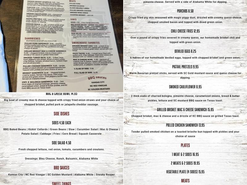 Gracious Pig Smokehouse Menu