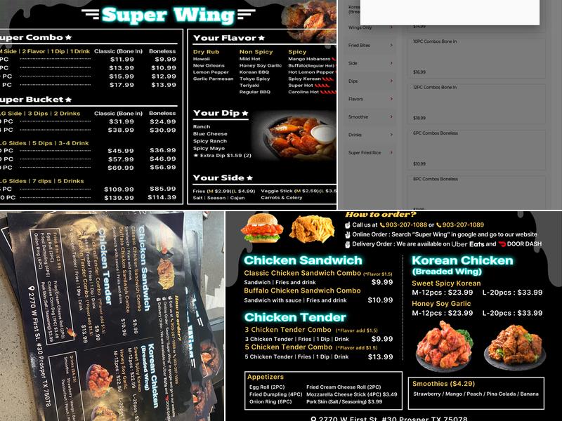 Super Wing Menu