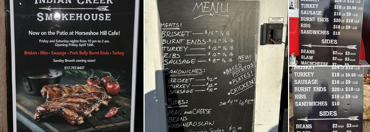 Indian Creek Smokehouse Menu