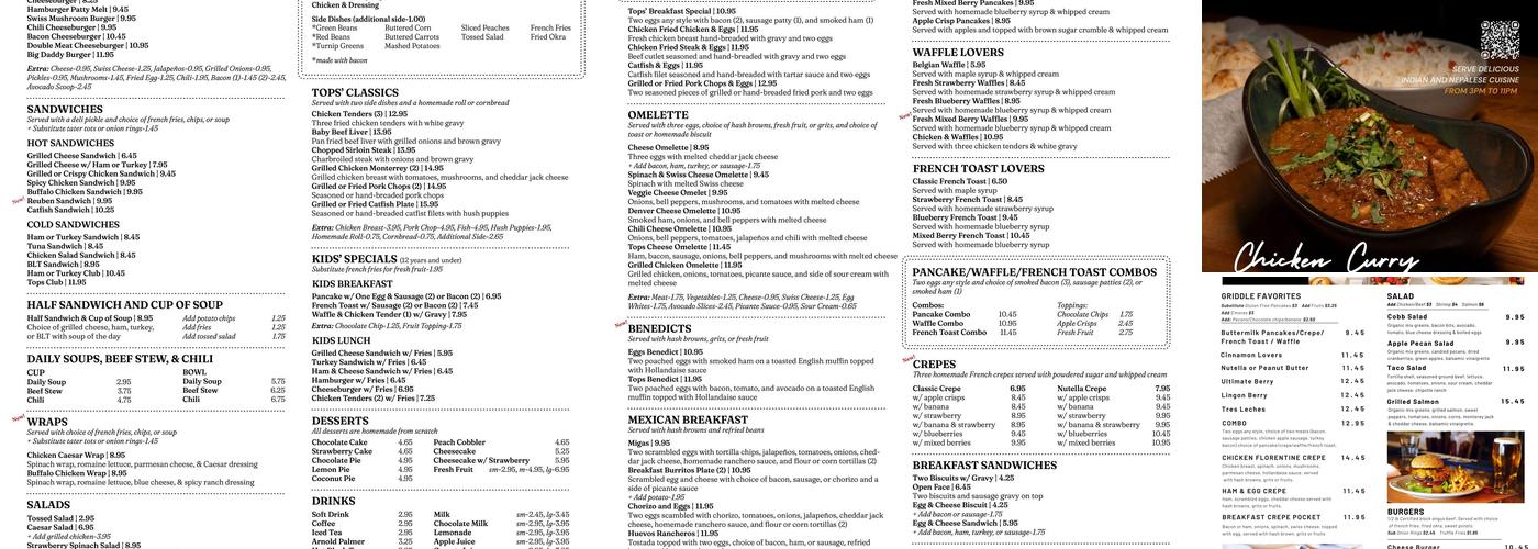 Tops Cafe And Bar Menu