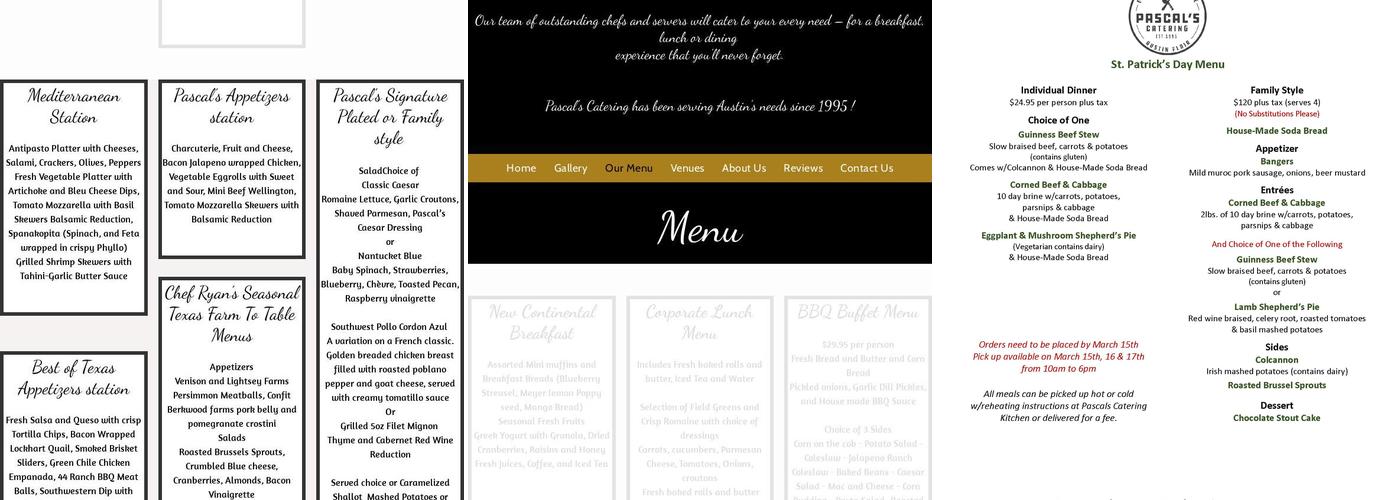 Pascal's Catering Menu