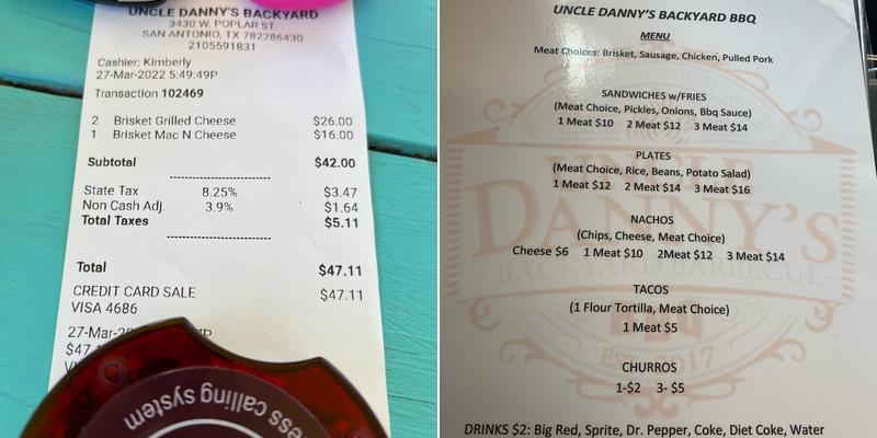 UNCLE DANNY'S BACKYARD BBQ Menu