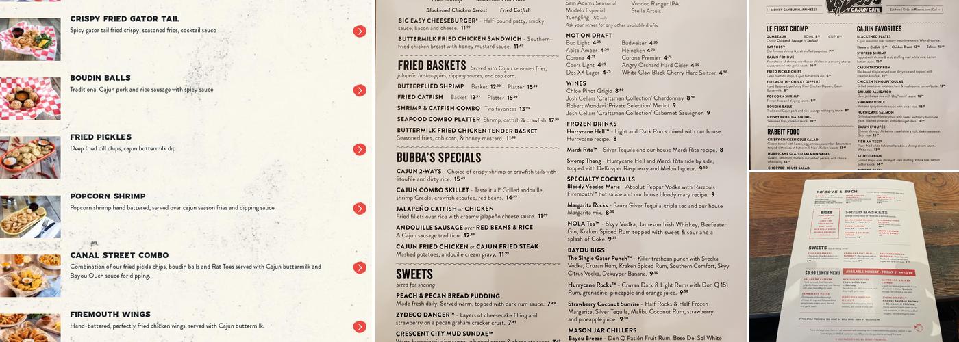 Razzoo’s Cajun Cafe Menu