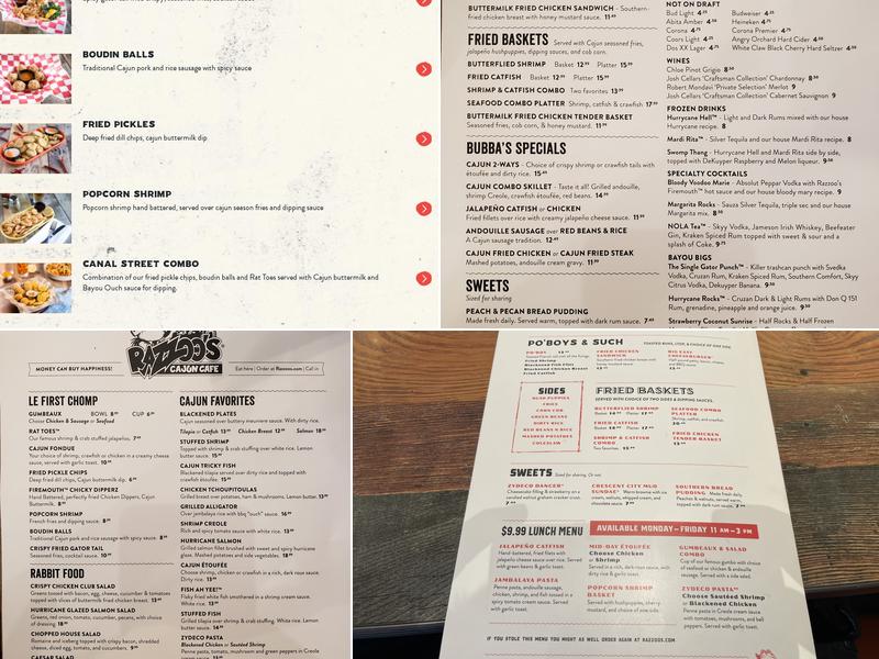 Razzoo’s Cajun Cafe Menu