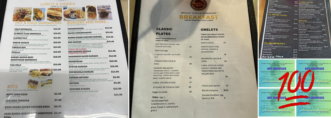 Barbe-Queen Menu