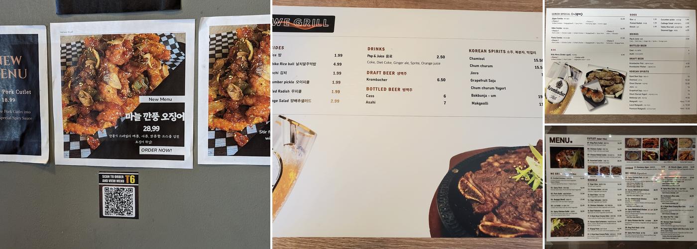 We Grill Korean Eatery Menu