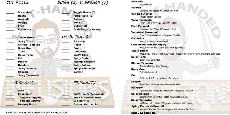 Left Handed Infusions Menu