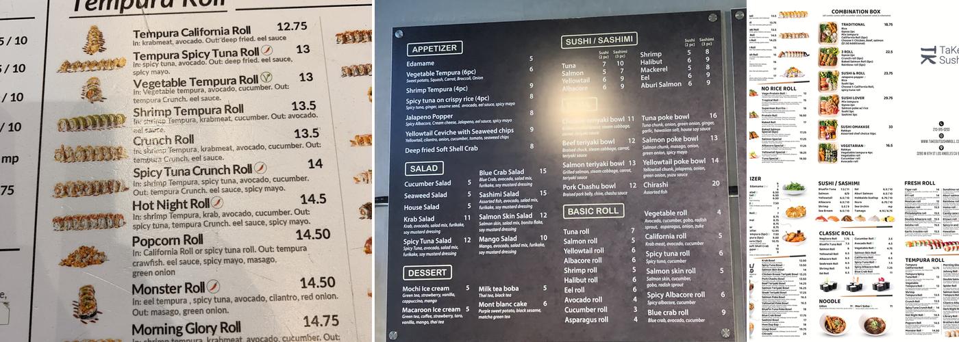 TaKe Sushi Menu