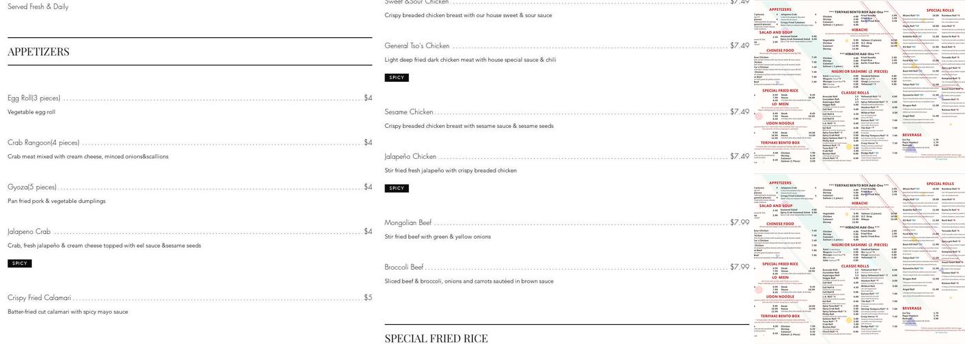 EZ'S ASIAN KITCHEN Menu