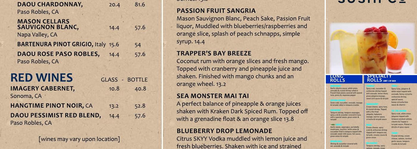 Trapper’s Sushi Co. Tacoma Menu
