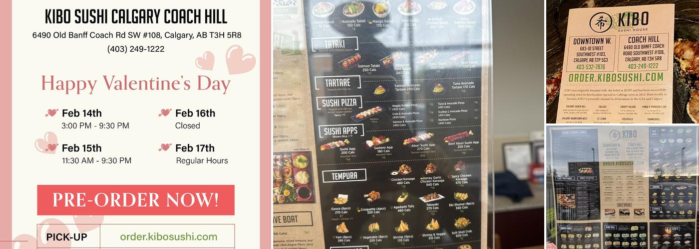Kibo Sushi Calgary Coach Hill Menu