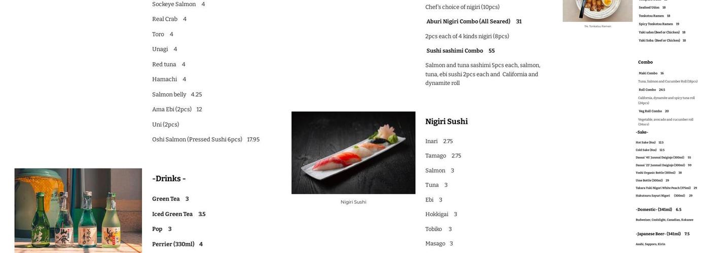 Sushi in Menu