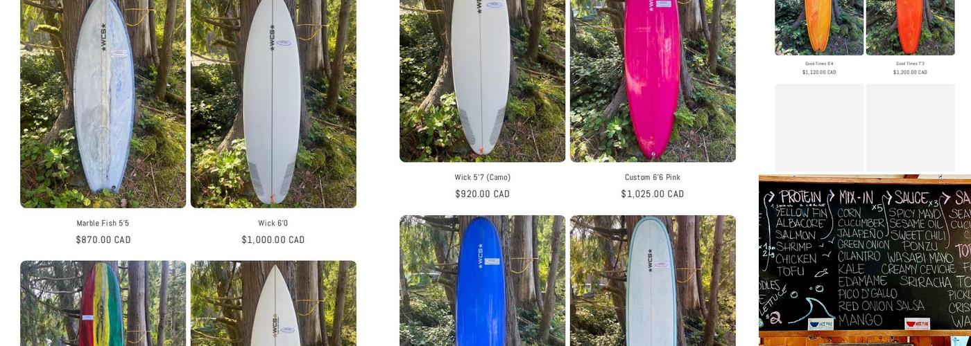 West Coast Shapes Surf Rentals and Ukee Poke Menu