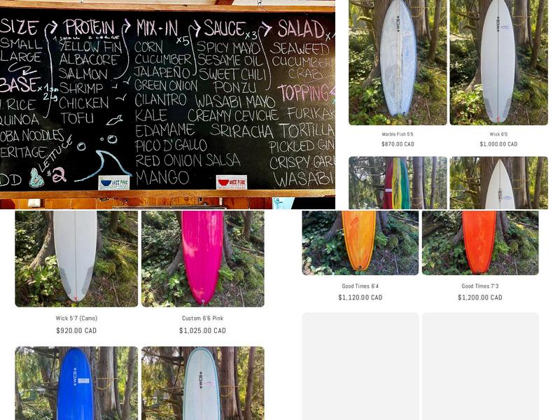 West Coast Shapes Surf Rentals and Ukee Poke Menu