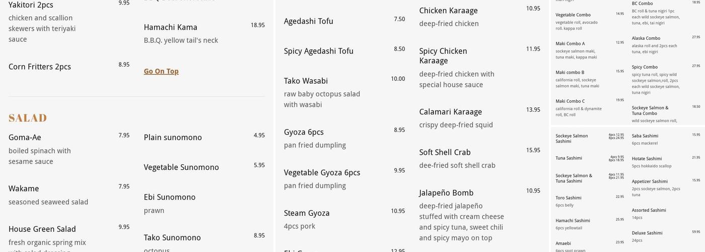 Hi-Nippon Japanese Restaurant Menu