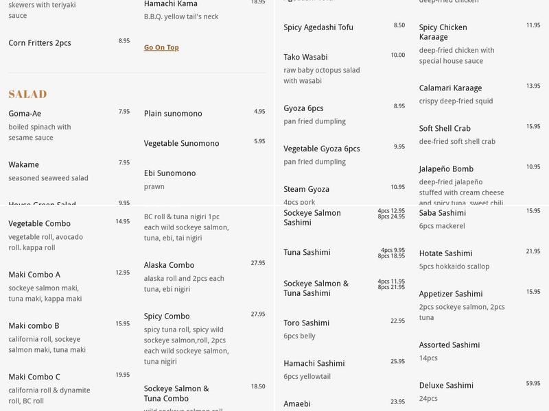 Hi-Nippon Japanese Restaurant Menu