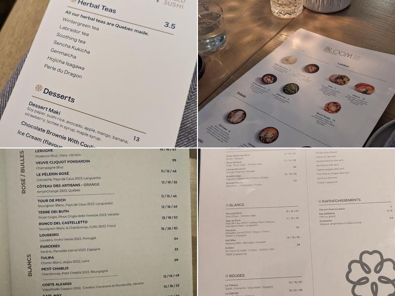 Bloom Sushi Menu