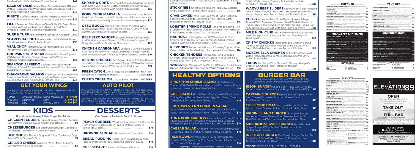 Elevation89 Menu
