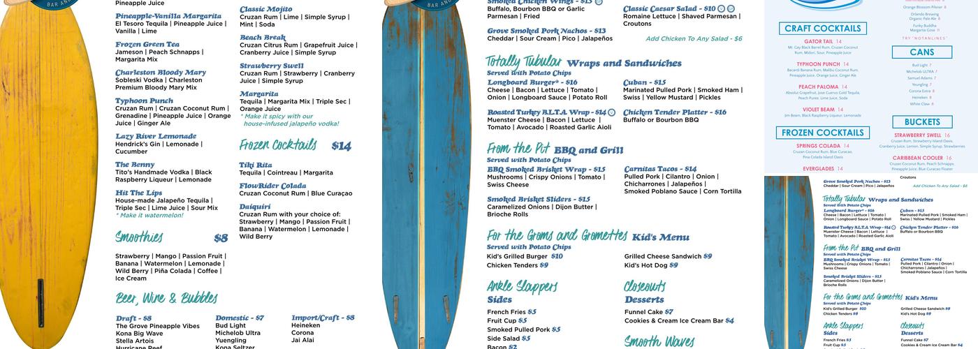 Longboard Bar & Grill Menu