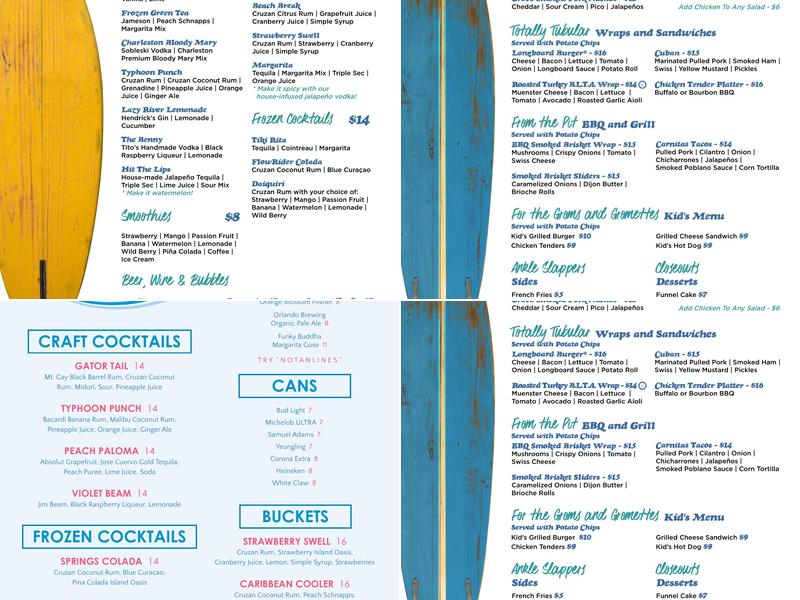 Longboard Bar & Grill Menu
