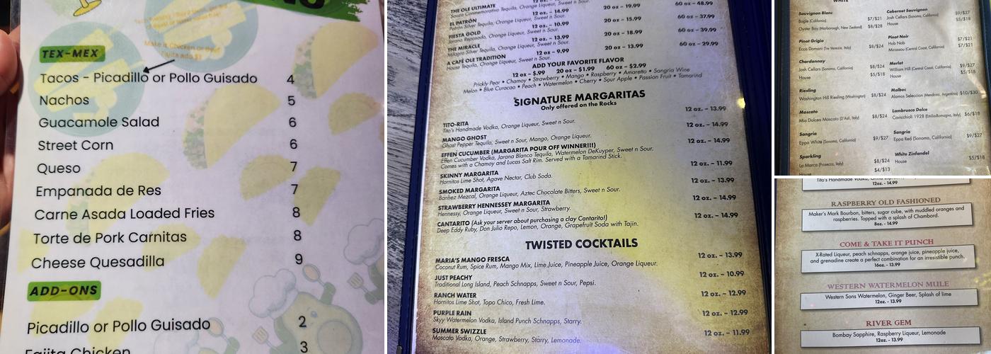 Agave Bar Menu