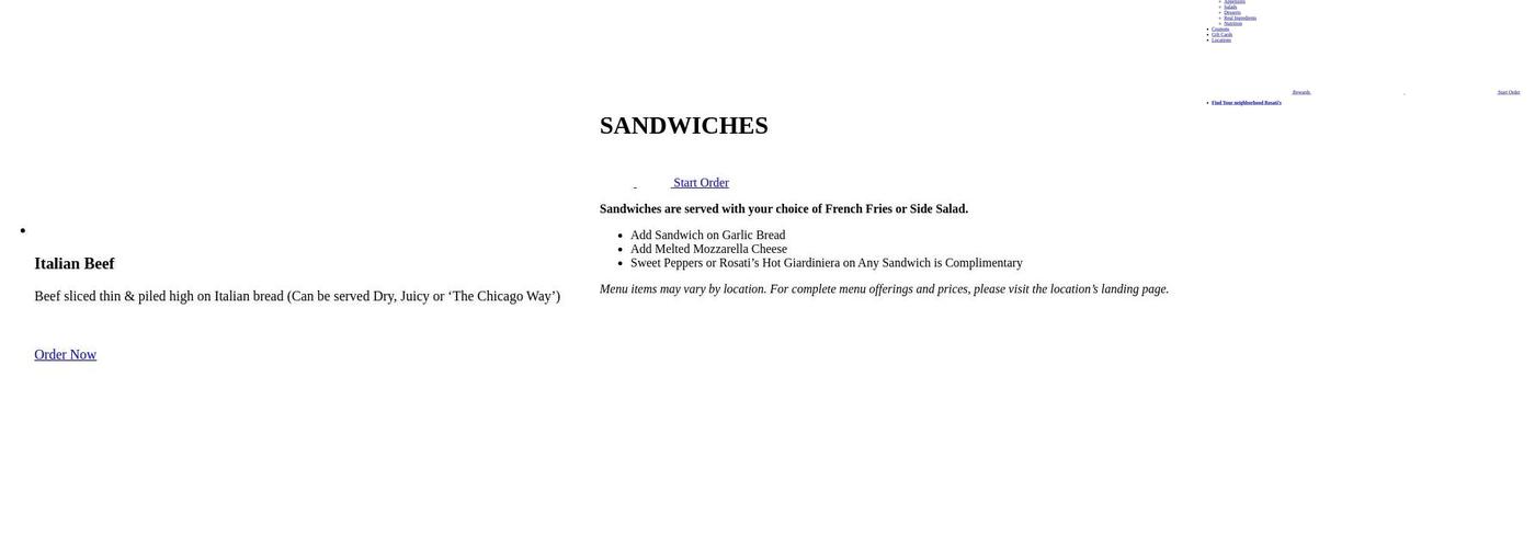 Rosati's of Casa Grande Menu