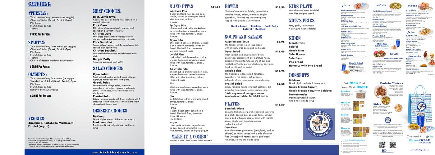 Nick the Greek Menu