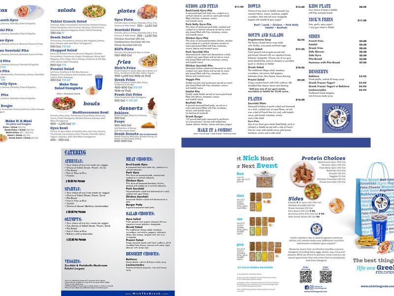 Nick the Greek Menu