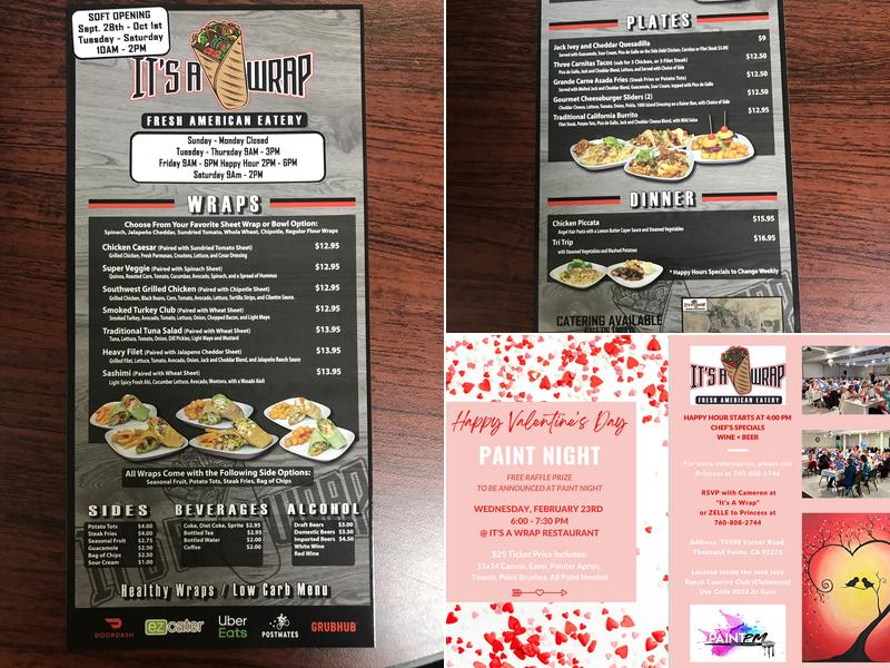 It's A Wrap Menu