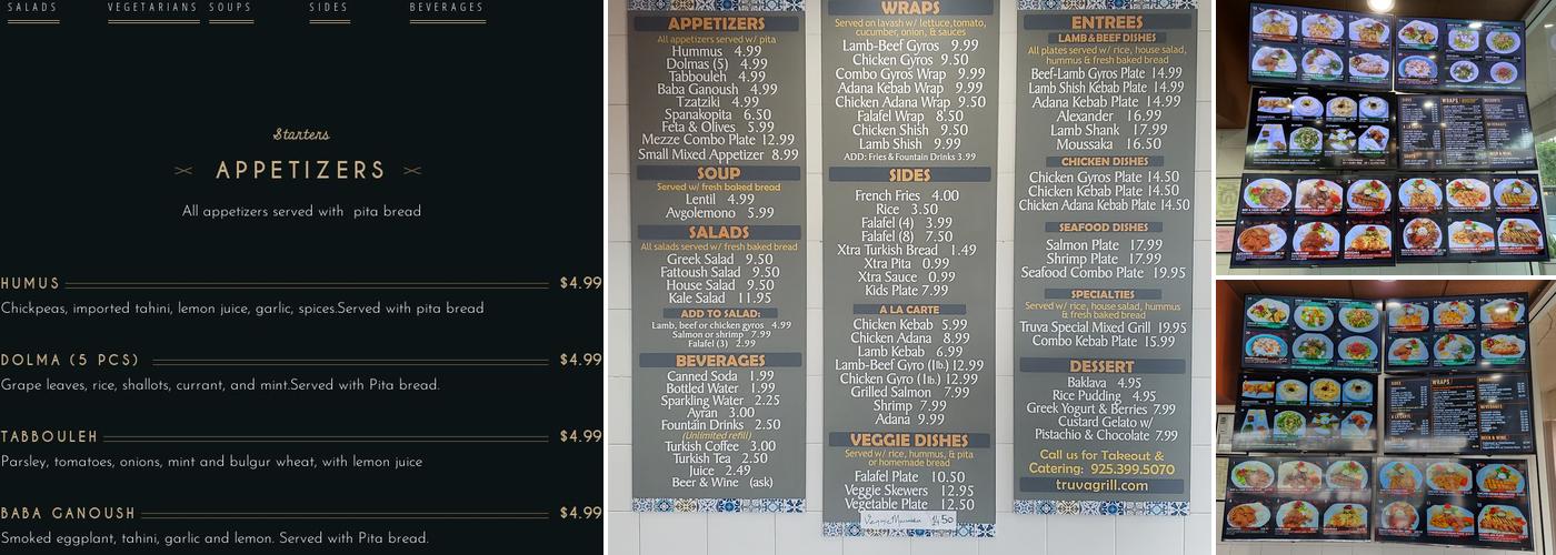 Truva Mediterranean Grill Menu