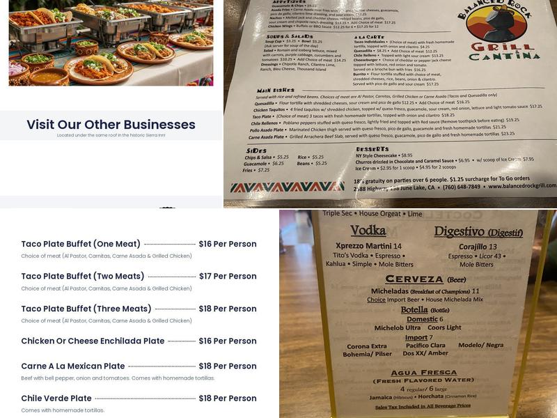 Balanced Rock Grill & Cantina Menu