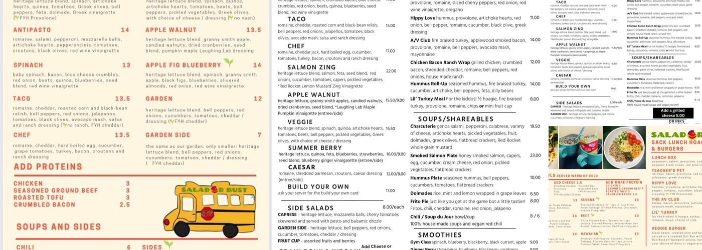 Salad or Bust Menu