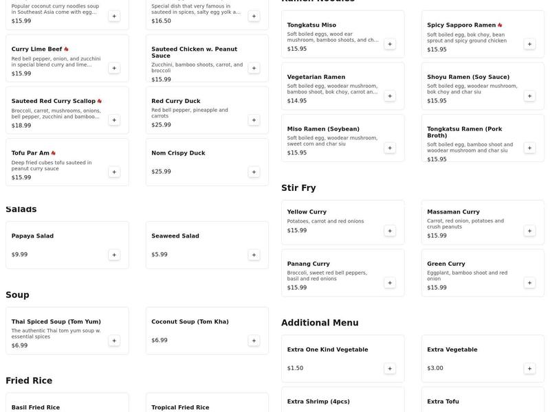 Nom Nom Thai Menu